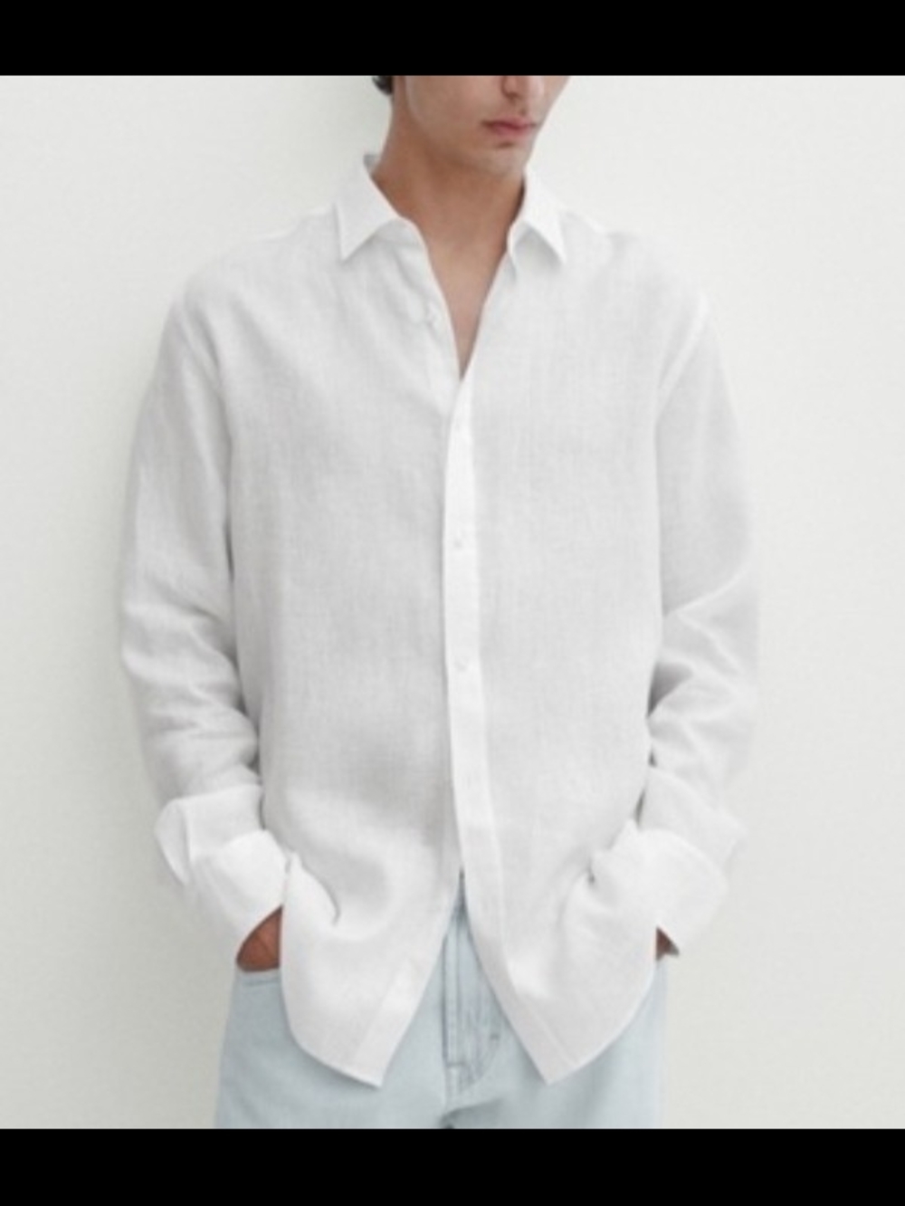 NWT Armani Collezioni White Long-Sleeve Linen Button-Down Shirt XXL
